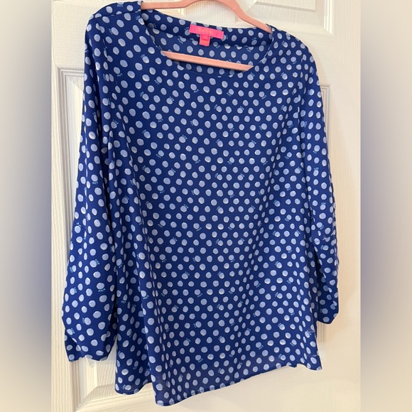 Lilly Pulitzer Blue and White Polka Dot Blouse - Picture 5 of 5